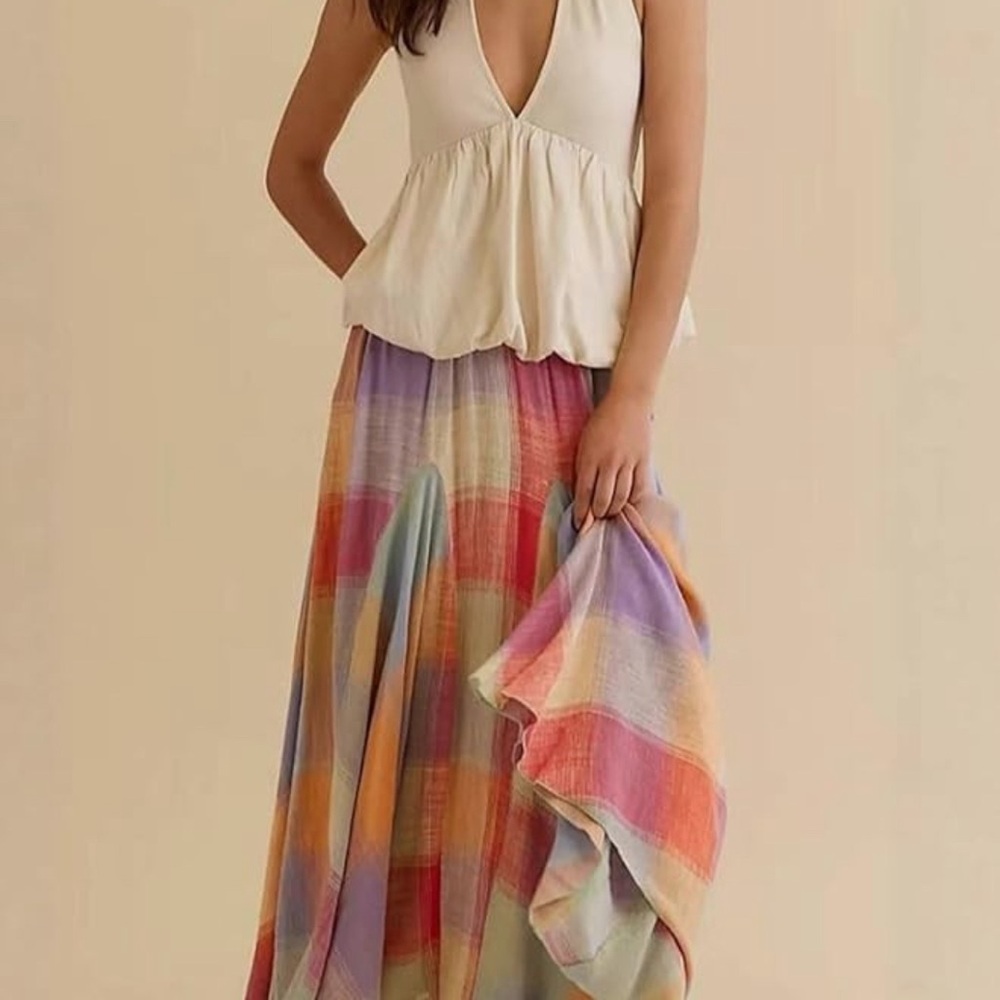 Free People Plaid Maxi Skirt